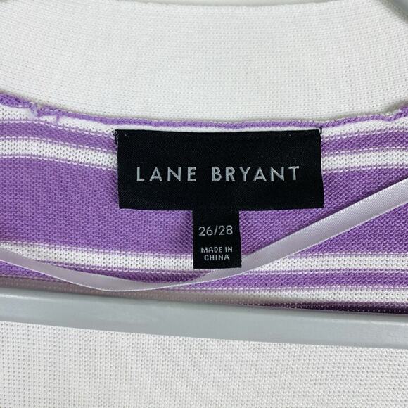 Lane Bryant Size 26 28 Striped Classic Short Sleeve Open Front Cardigan Sweater - Picture 5 of 7